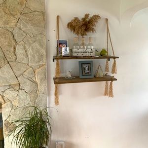 Rustic Boho shelf set with jute tassels